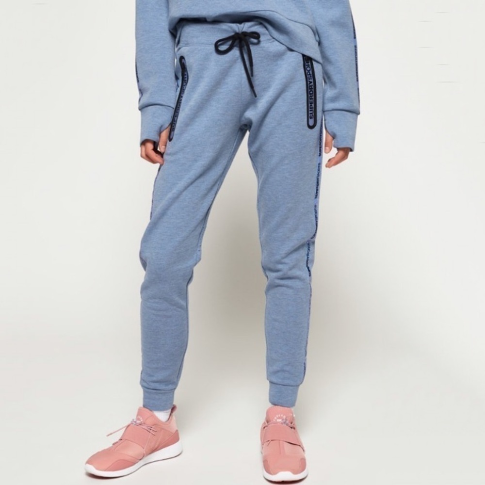 SuperDry Sport Core Gym Tech Panel Athleisure Joggers In Infinity Marl Blue